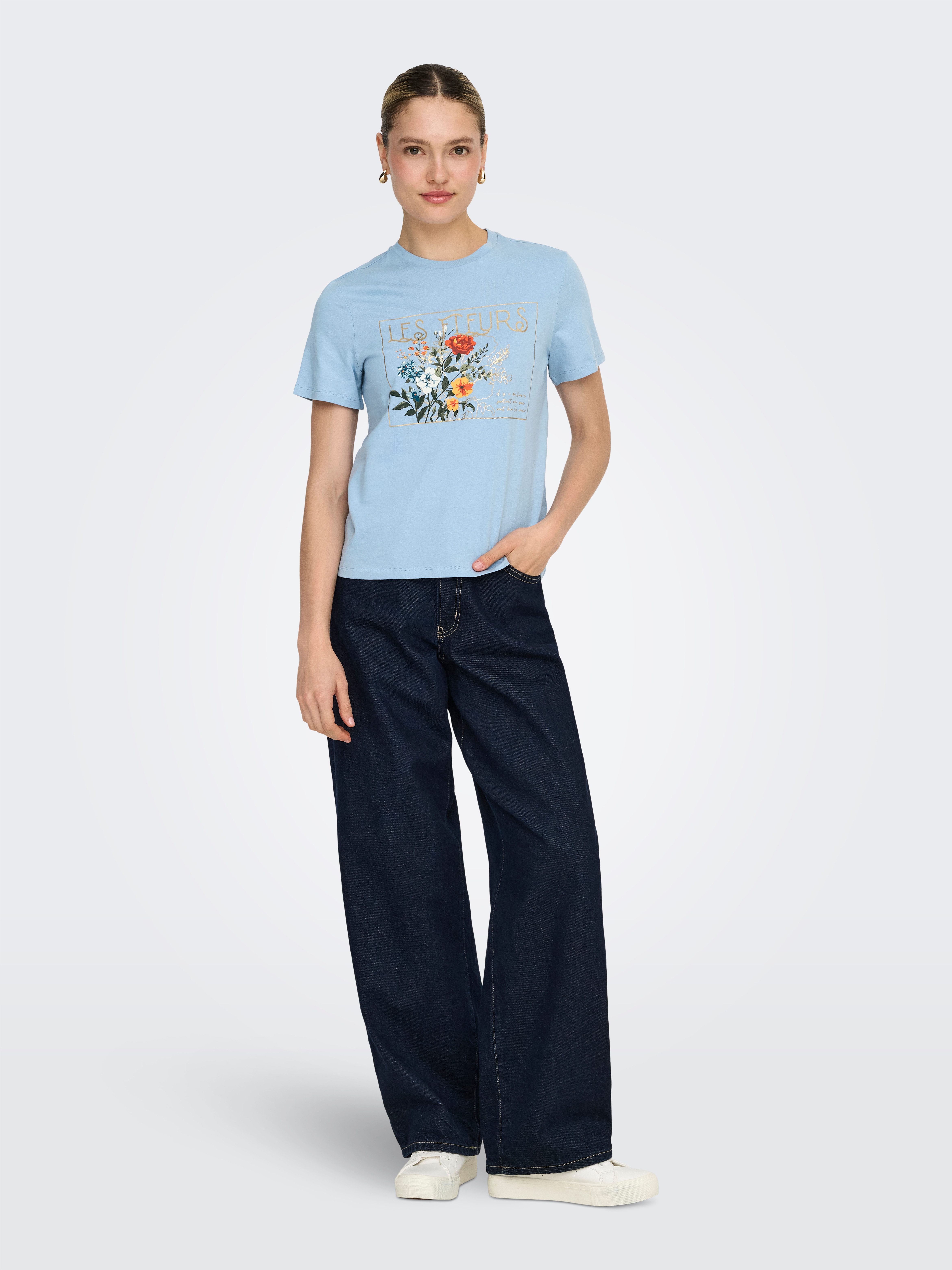ONLY Kurzarmshirt ONLAMBERDINE S/S PRINT TOP BOX JRS Baumwolle, regular fit, Rundhals – Bild 4 von 5