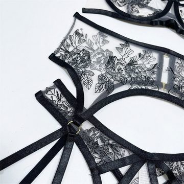 AUKUU Set: Corsage BH Set für Damen modisch Spitze Stickerei Spitze Spleißen Crossover sexy Unterwäsche Set