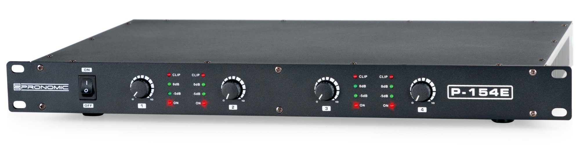 Pronomic P-154E MKII Endstufe 1HE Audioverstärker (Anzahl Kanäle: 4, 600 W,  geeignet für Monitor-Betrieb oder Studio/HiFi) | Verstärker