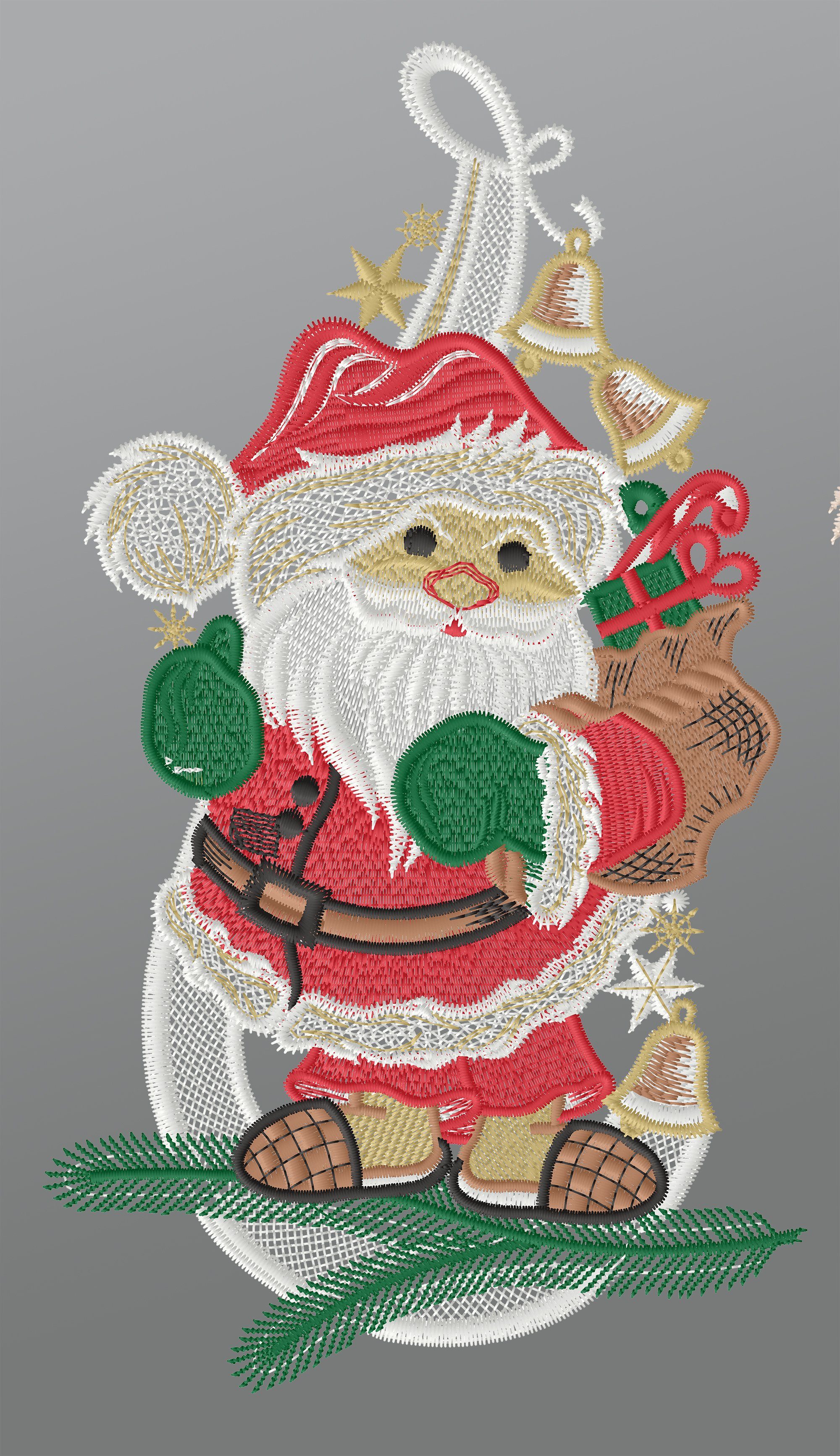 Plauener Spitze® Fensterbild Niedlicher Weihnachtsmann, HxB 27x16cm