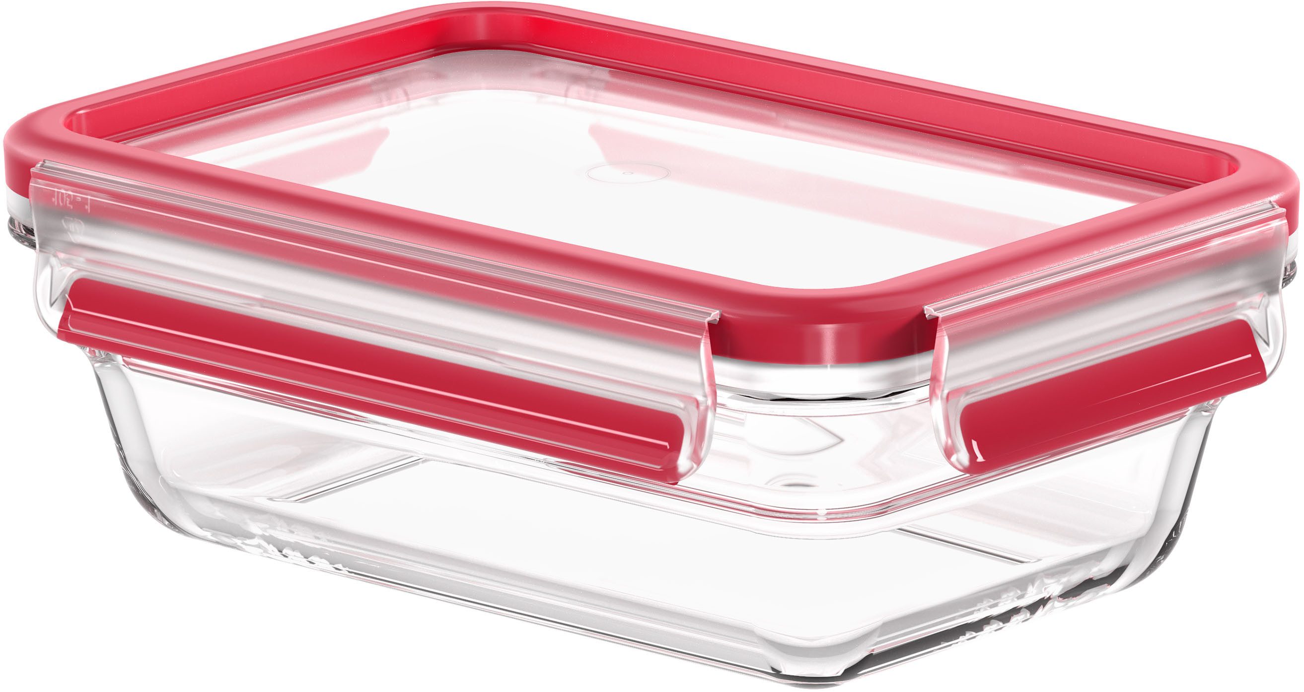 Emsa Aufbewahrungsbecher Clip & Close Glas, Glas, Polyprophylen (PP), (2-tlg), 0,7 Liter, rechteckig, Stapelkante, backofengeeignet, auslaufsicher