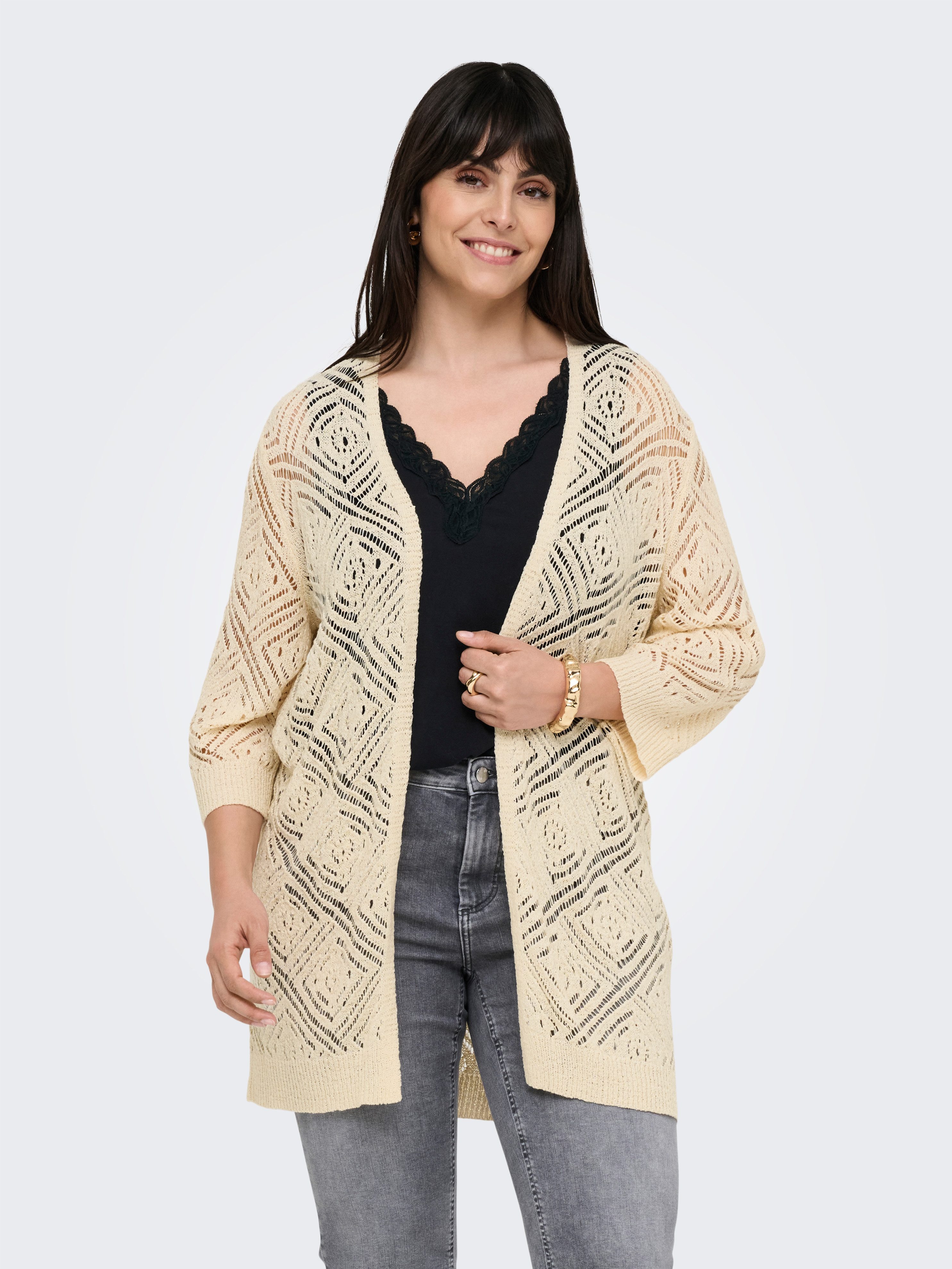 ONLY CARMAKOMA Strickjacke CARWISTY 3/4 SL OPEN CARDIGAN KNT günstig online kaufen