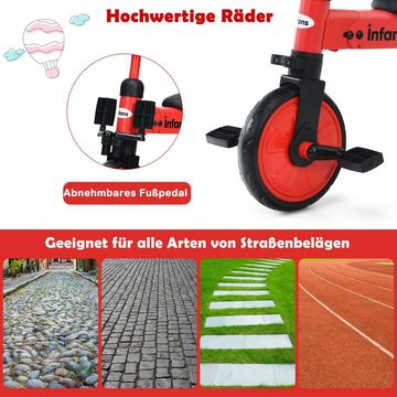 COSTWAY Dreirad 2 in 1 Dreirad & Balance Bike, Kinderlaufrad, klappbar, mit abnehmbarem Pedal