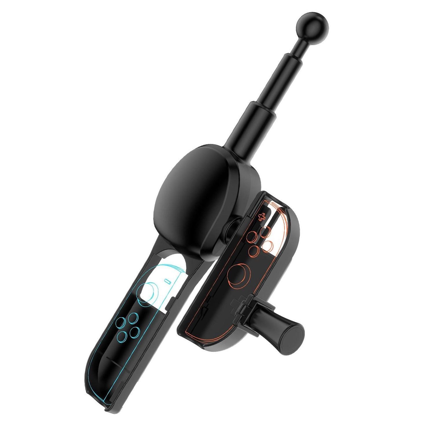 Wigento Handyhülle Für Nintendo Switch 2 Angelgriff Set Controller Links und Rechts, Ergonomisch, Leicht, Realistisch