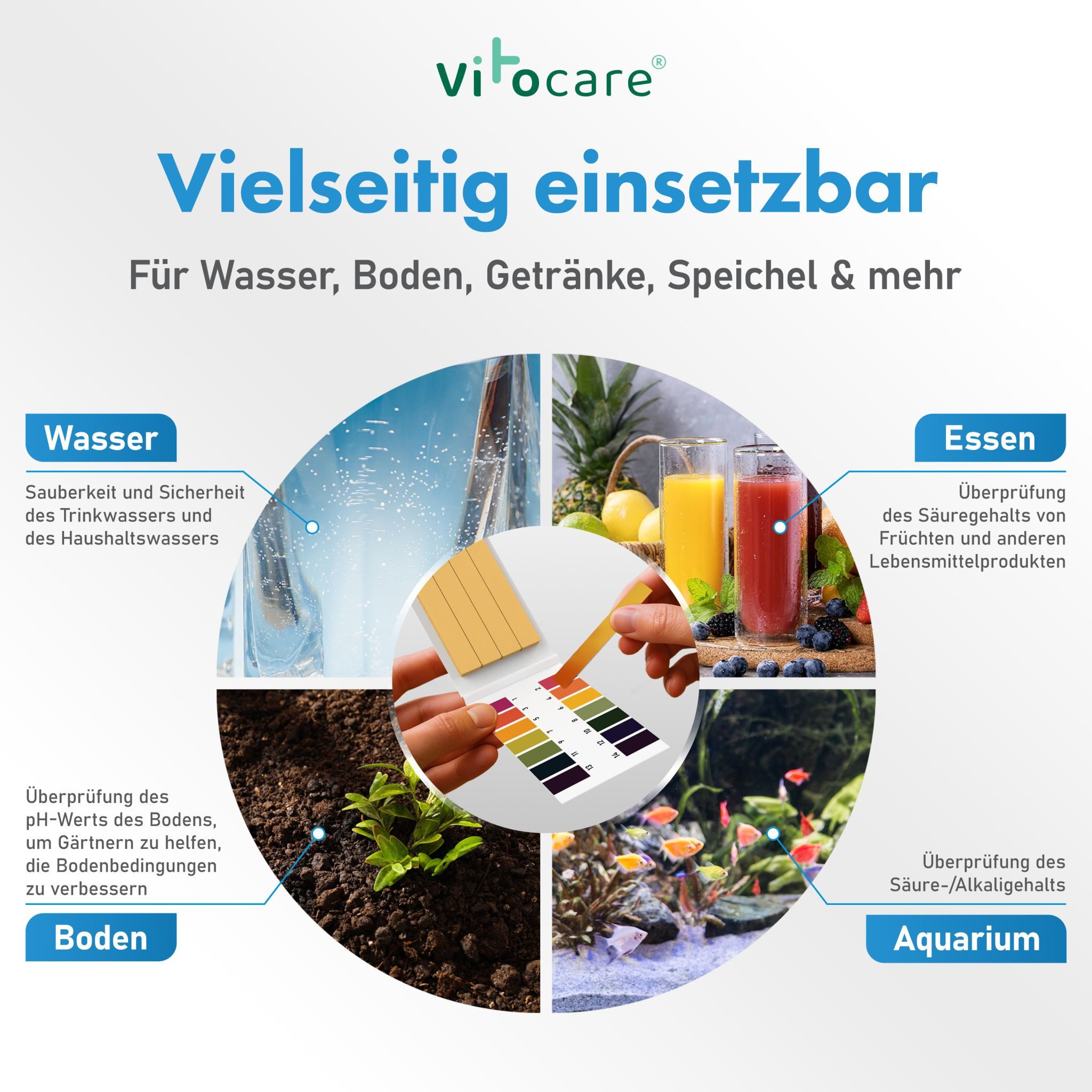 Vitocare Trinkwassertest pH-Lackmus-Teststreifen (100 Stk) – Säure-Basen-Wert präzise messen – Bild 4 von 5