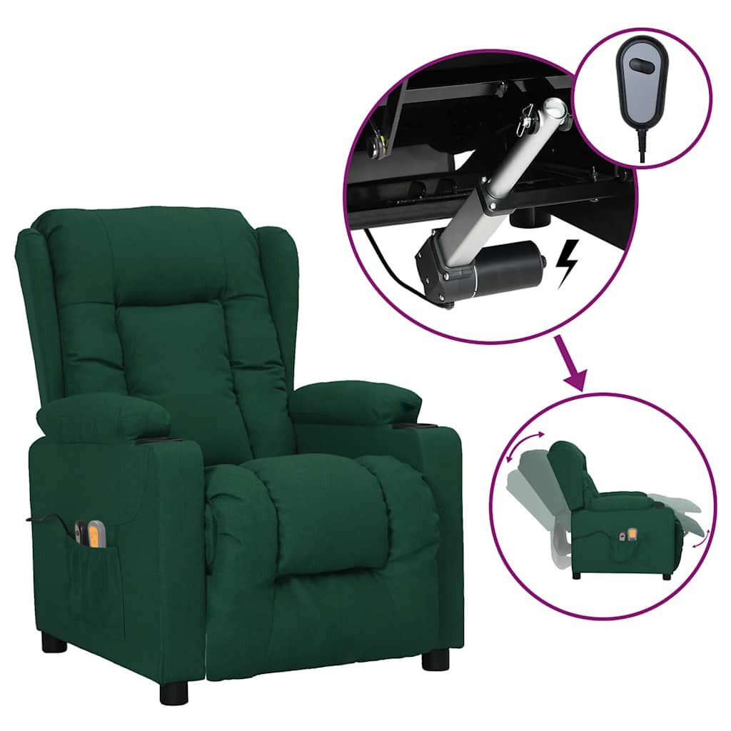 vidaXL Massagesessel, Elektrischer Massagesessel Dunkelgrün Stoff