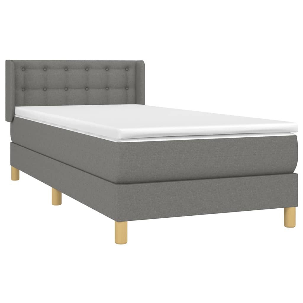 Bett Boxspringbett mit Matratze Dunkelgrau 90x200 cm Stoff