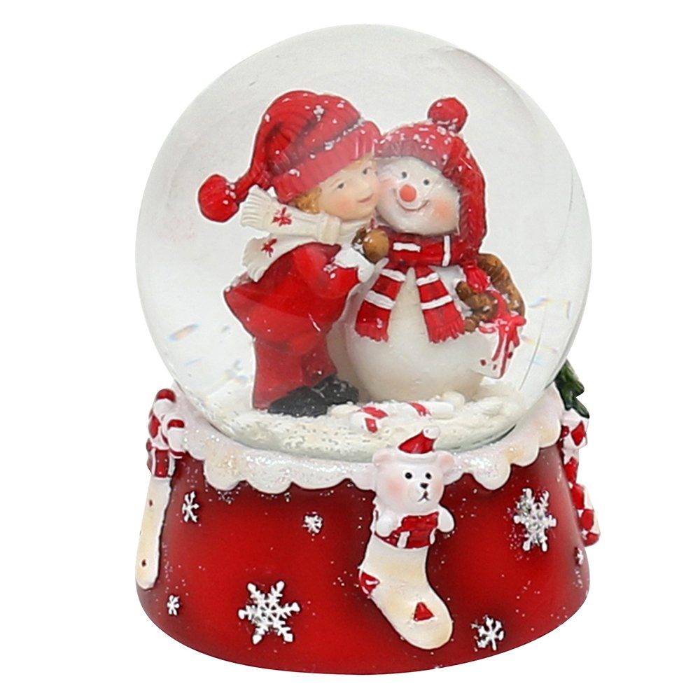 Schneekugel Schneekugel, Schneemann mit Kind, rot weiß, Maße H/B/Ø Kugel: ca. 8,5