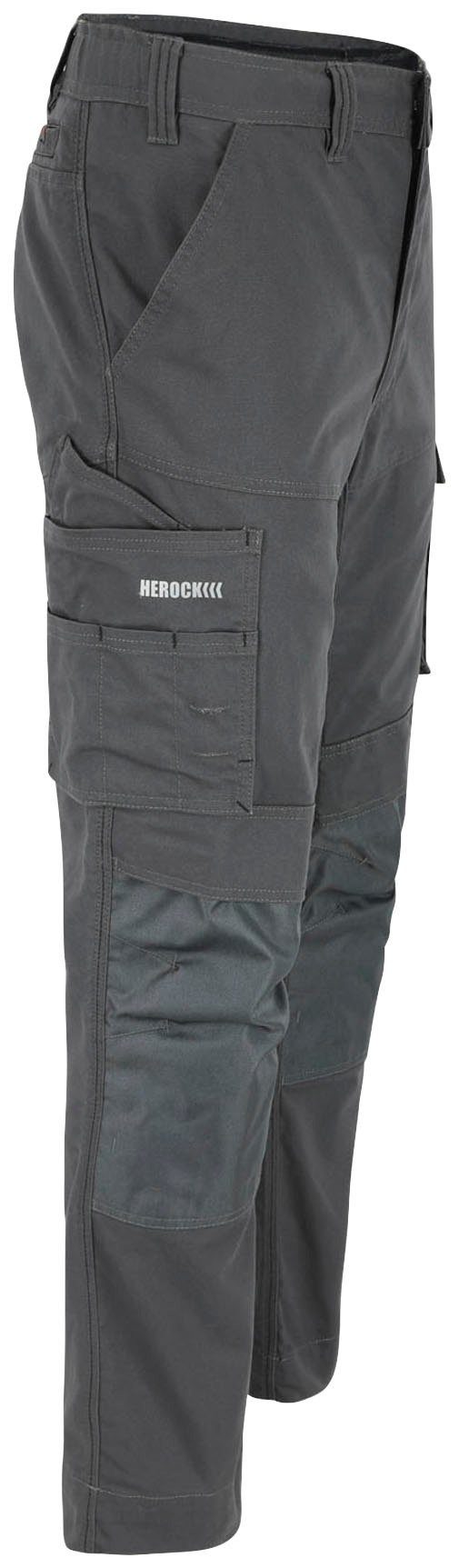 Herock Arbeitshose SOCRES 2-Wege-Stretch, Multi-pocket, beschichtet, grau bequem wasserabweisend