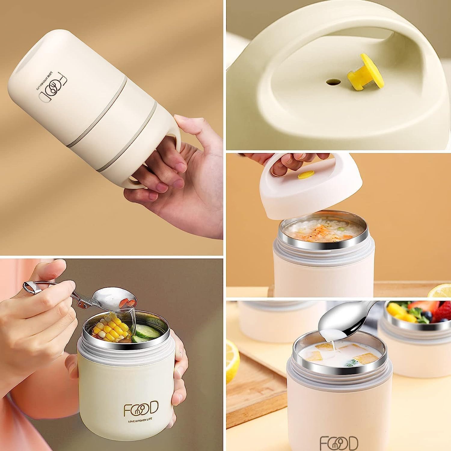 Minicloss Thermobehälter Edelstahl Thermobehälter für Essen 680ml, Edelstahl, Essensbehälter für unterwegs