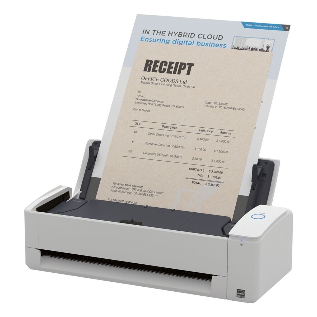 Ricoh ScanSnap iX1300 Scanner, (30 Seiten/Min., 20 Blatt)