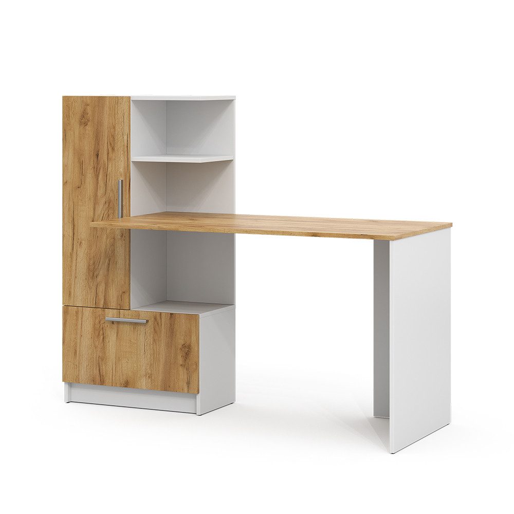 Vicco Schreibtisch Tomy, Weiß/Goldkraft Eiche, 150 günstig online kaufen