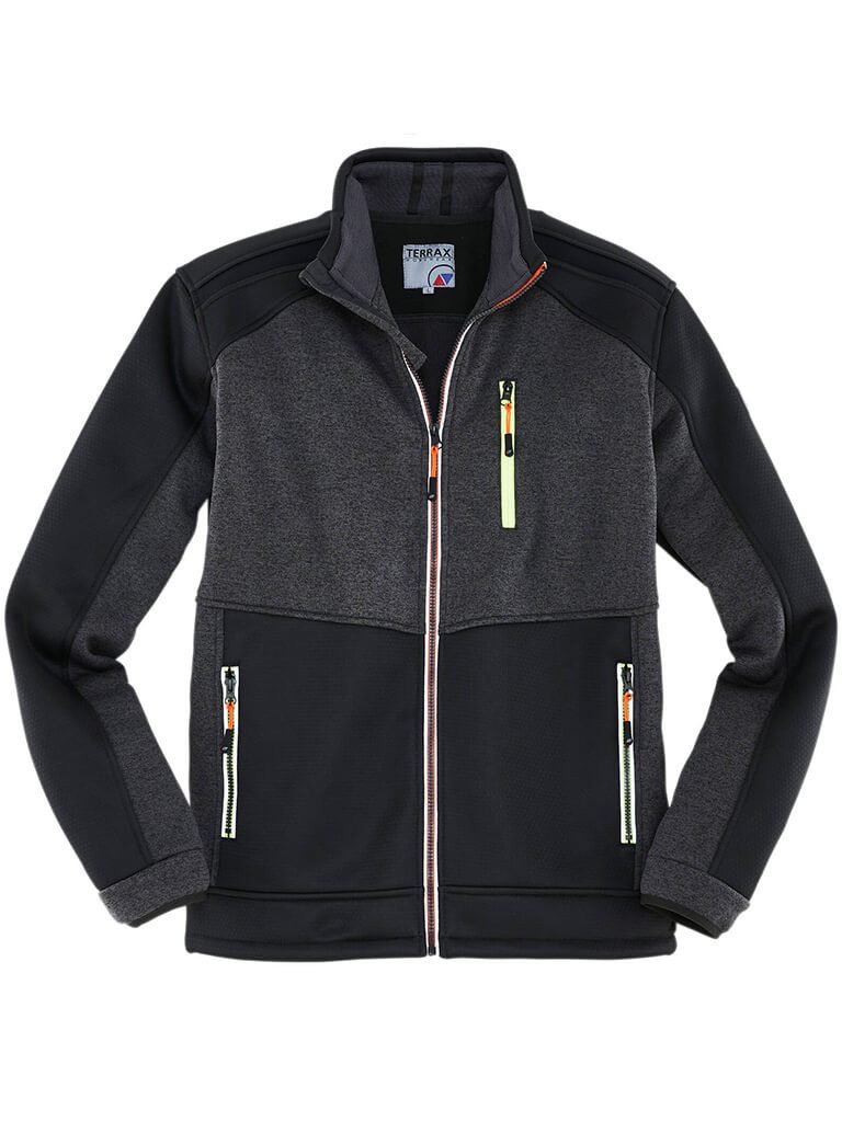 Terrax Workwear Strickfleecejacke 62005 Herren Fleecejacke mit Stehkragen und kontrastfarbenen Details