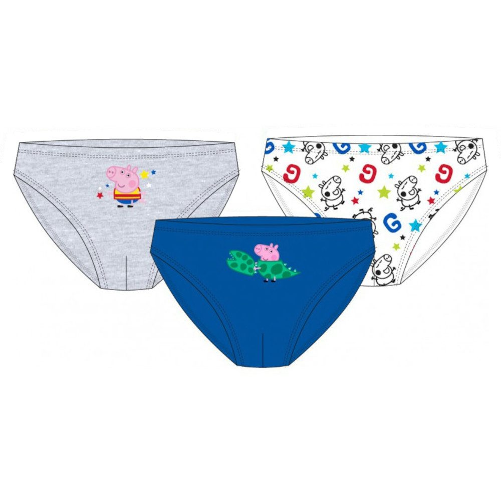 Peppa Pig Slip 3er Pack Slips Peppa Pig "Smile", 100% Baumwolle, grau, blau, weiß (Packung)