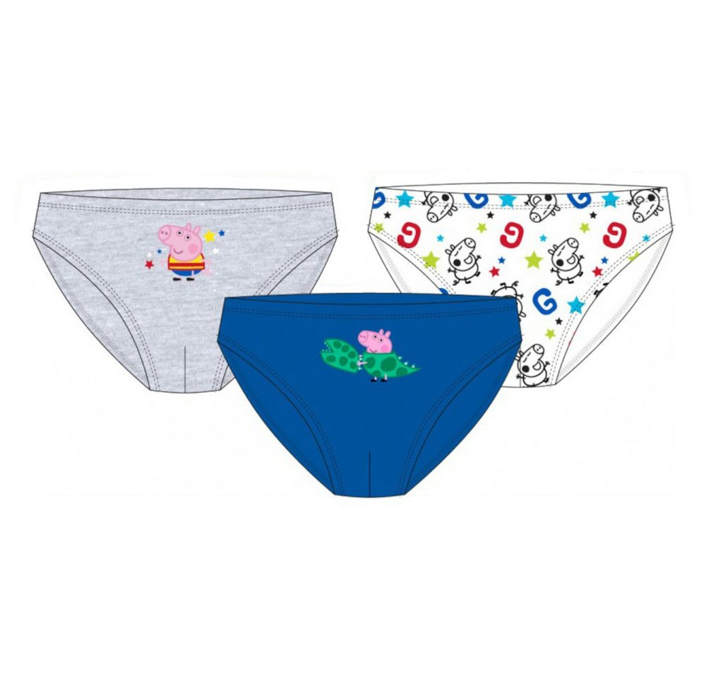 Peppa Pig Slip 3er Pack Slips Peppa Pig "Smile", 100% Baumwolle, grau, blau, weiß (Packung, Slip)