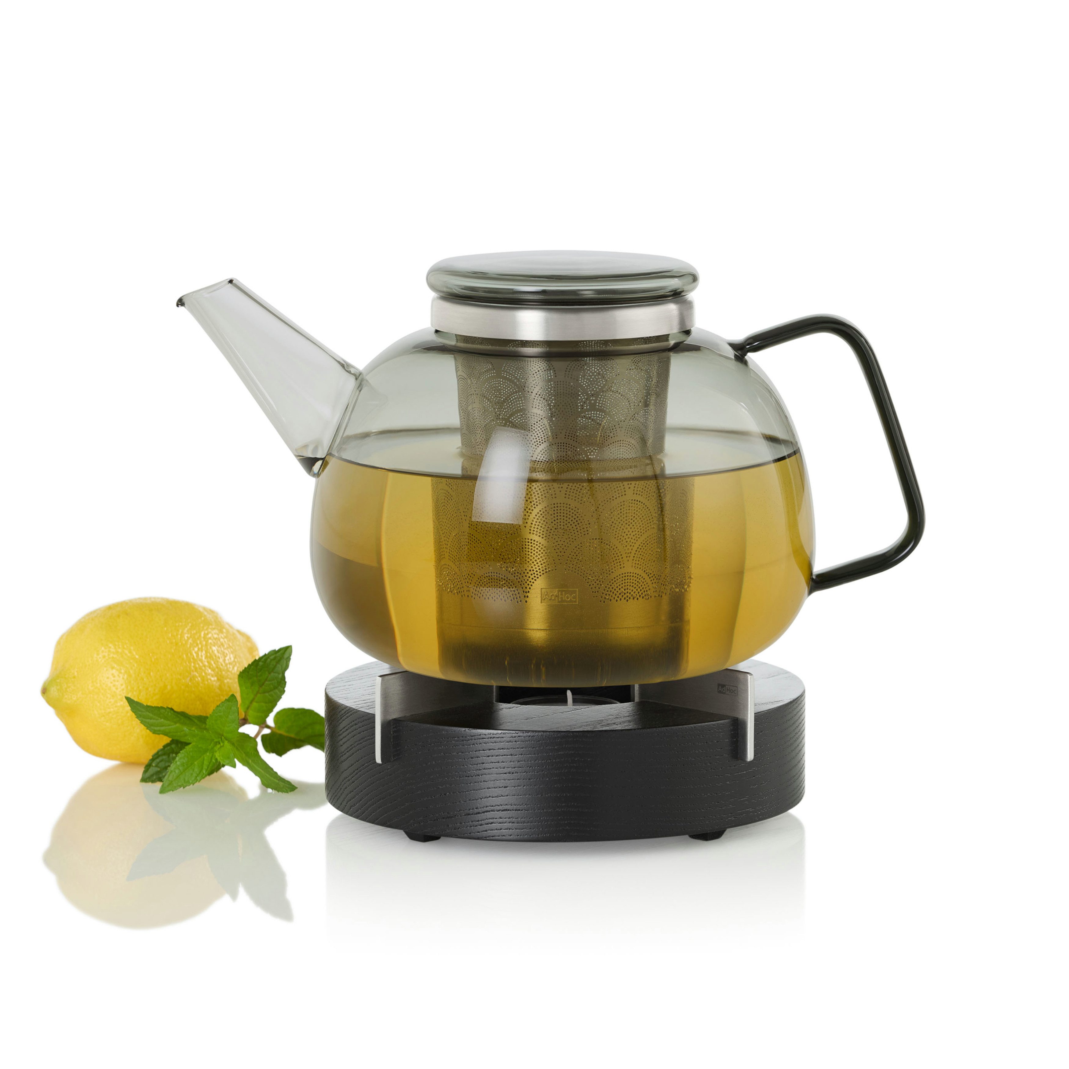 AdHoc Teekanne Yuna, 1,6 l, hochwertige Glas Kanne mit Feinfilter aus Edelstahl