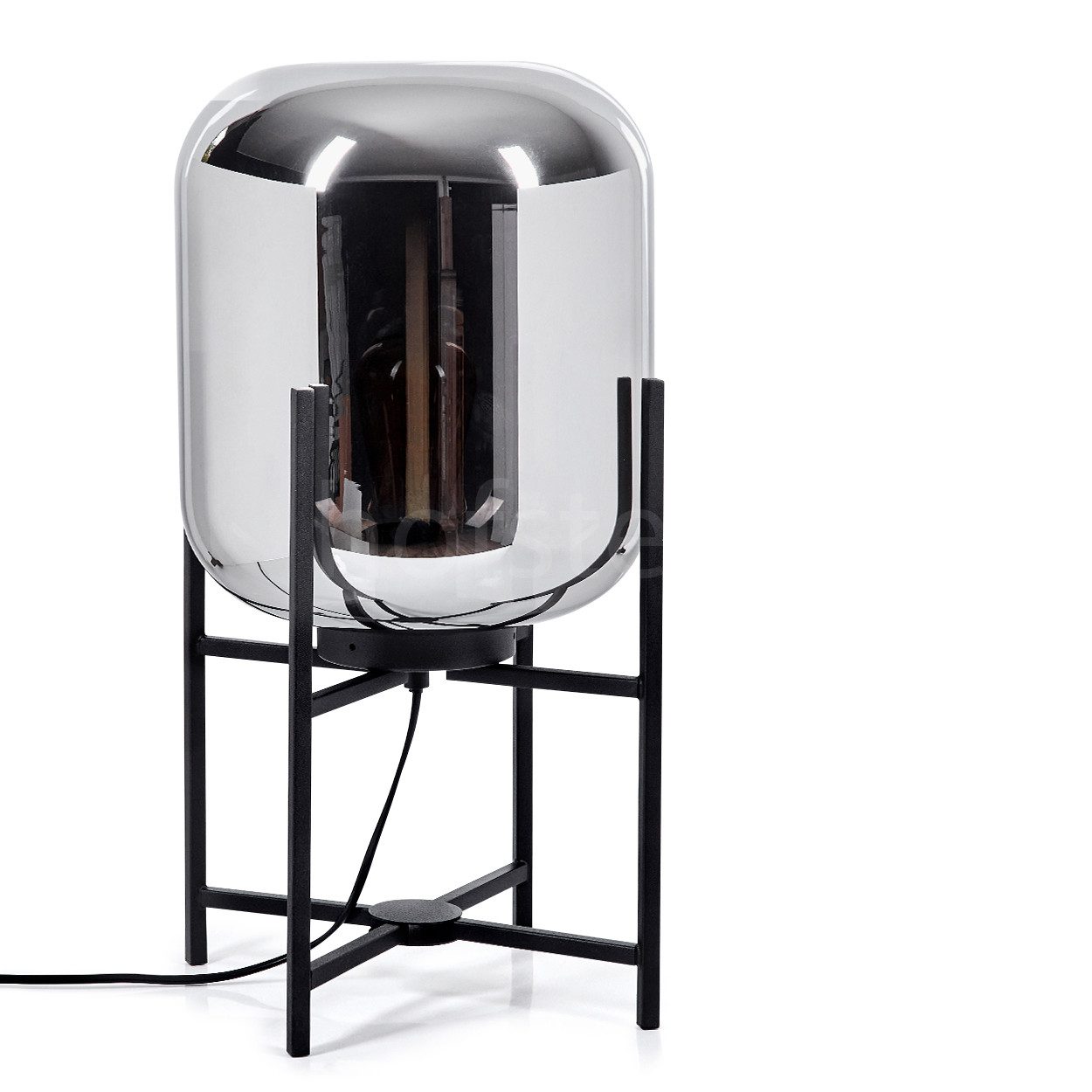 hofstein Tischleuchte Tischlampe aus Metall/Glas in Schwarz/Chromfarben, oh günstig online kaufen