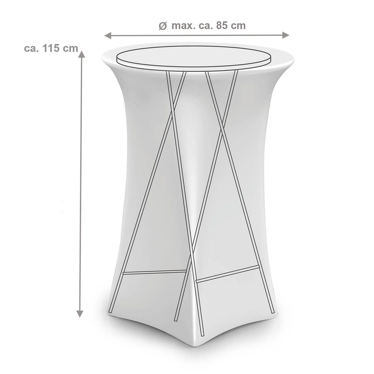 Ø max. Stretc, weiße runde Bubble-Store, cm, Stehtischhusse mit Stretch-Bezug für Tischhusse, Tischplatten Tischverkleidung Stehtischhusse 85 ca. von