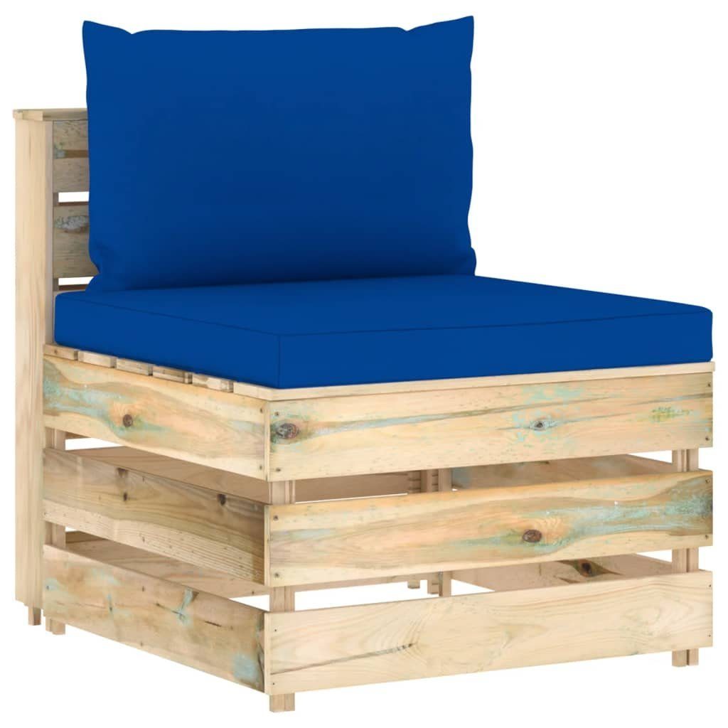 vidaXL Loungesofa Modulares Mittelsofa mit Kissen Grün Imprägniertes Holz, 1 Teile Blau und Braun