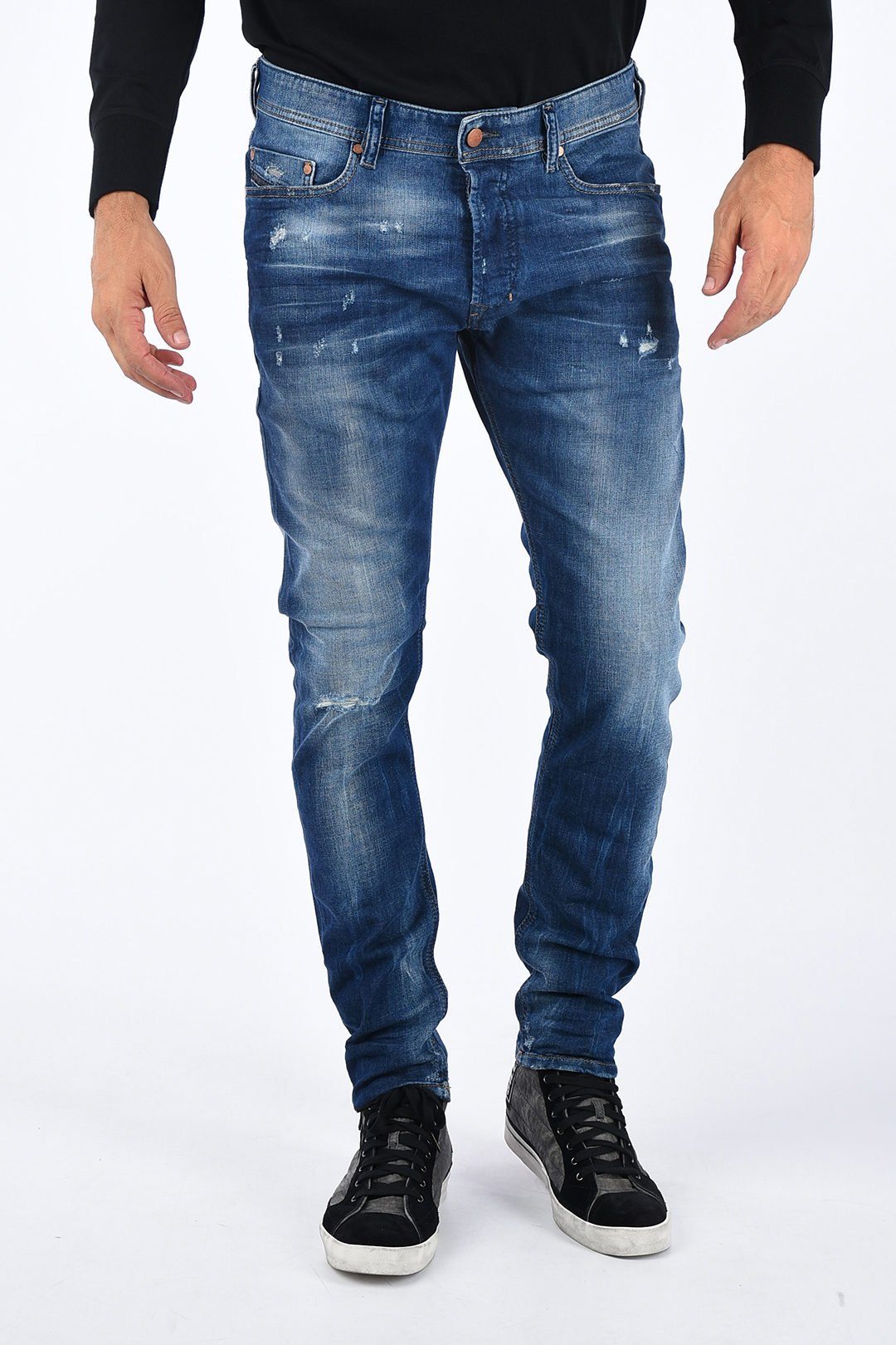 Tepphar Blau, Diesel Stretch, Röhrenjeans, Herren L32 084MX Pocket Größe: Style, Vintage Used-Look, Slim-fit-Jeans W28 5
