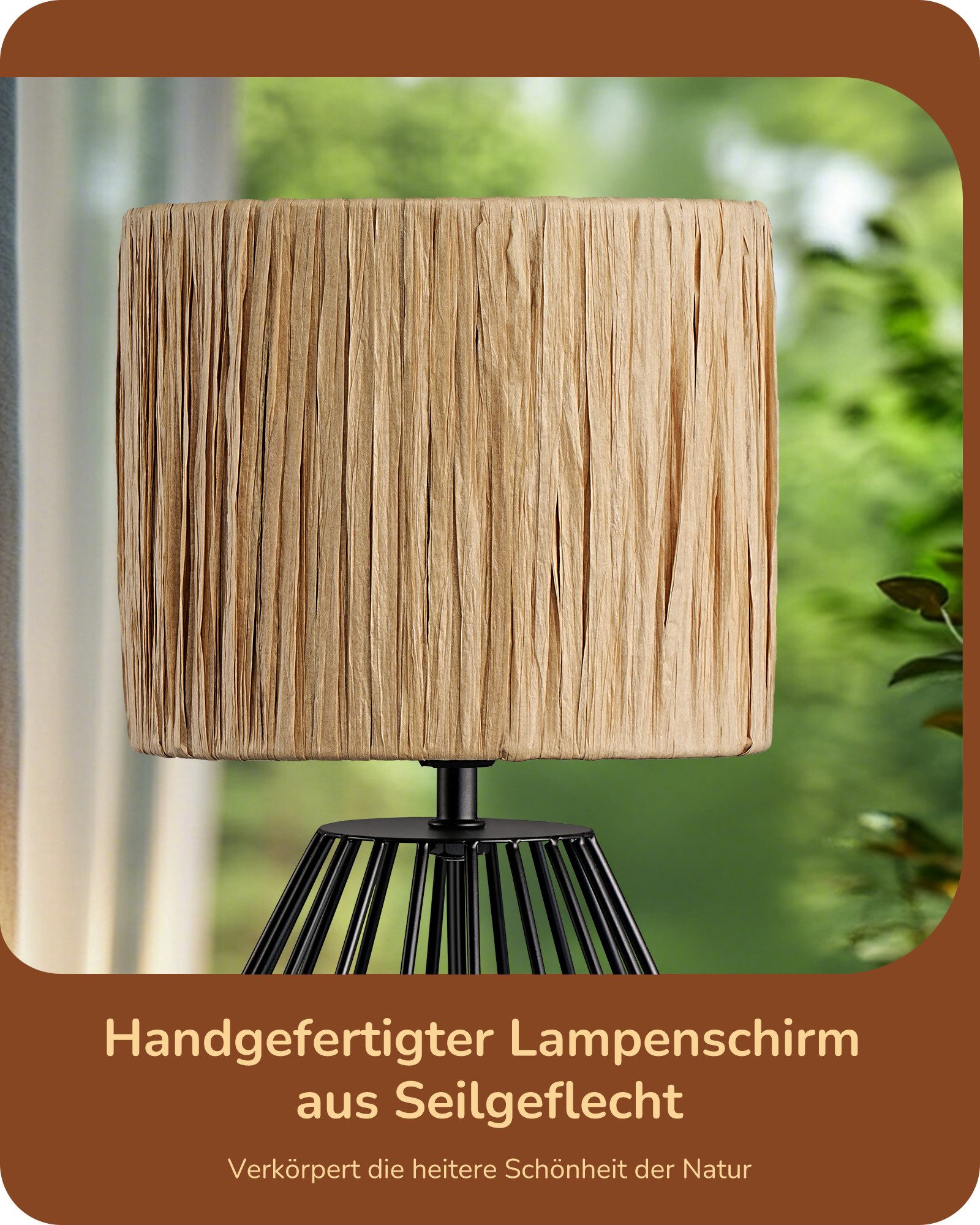 EDISHINE Nachttischlampe Dekolampe H29 cm mit Metallfuß, LED wechselbar, 2700 K Warmweiß, Vintage Tischleuchte mit E14 Leuchtmittel, für Fensterbank, Geschenk