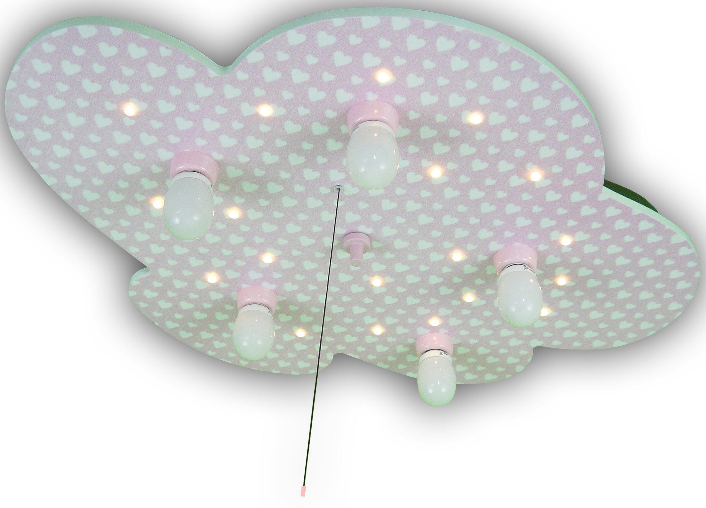 niermann Deckenleuchte Wolke Miniherzen, ohne Leuchtmittel, Deckenleuchte  Wolke Miniherzen weiß/rosa