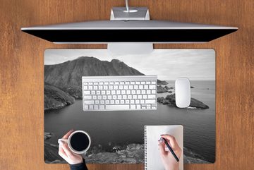 MuchoWow Gaming Mauspad Skandinavische Küste schwarz-weiß Fotodruck (1-St), Büro für Tastatur und Maus, Mousepad Gaming, 90x60 cm, XXL, Großes