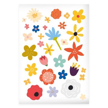 GRAVURZEILE Wandtattoo - Blumen Design - Wandtattoo mit Blumen & Blüten Kinderzimmer -
