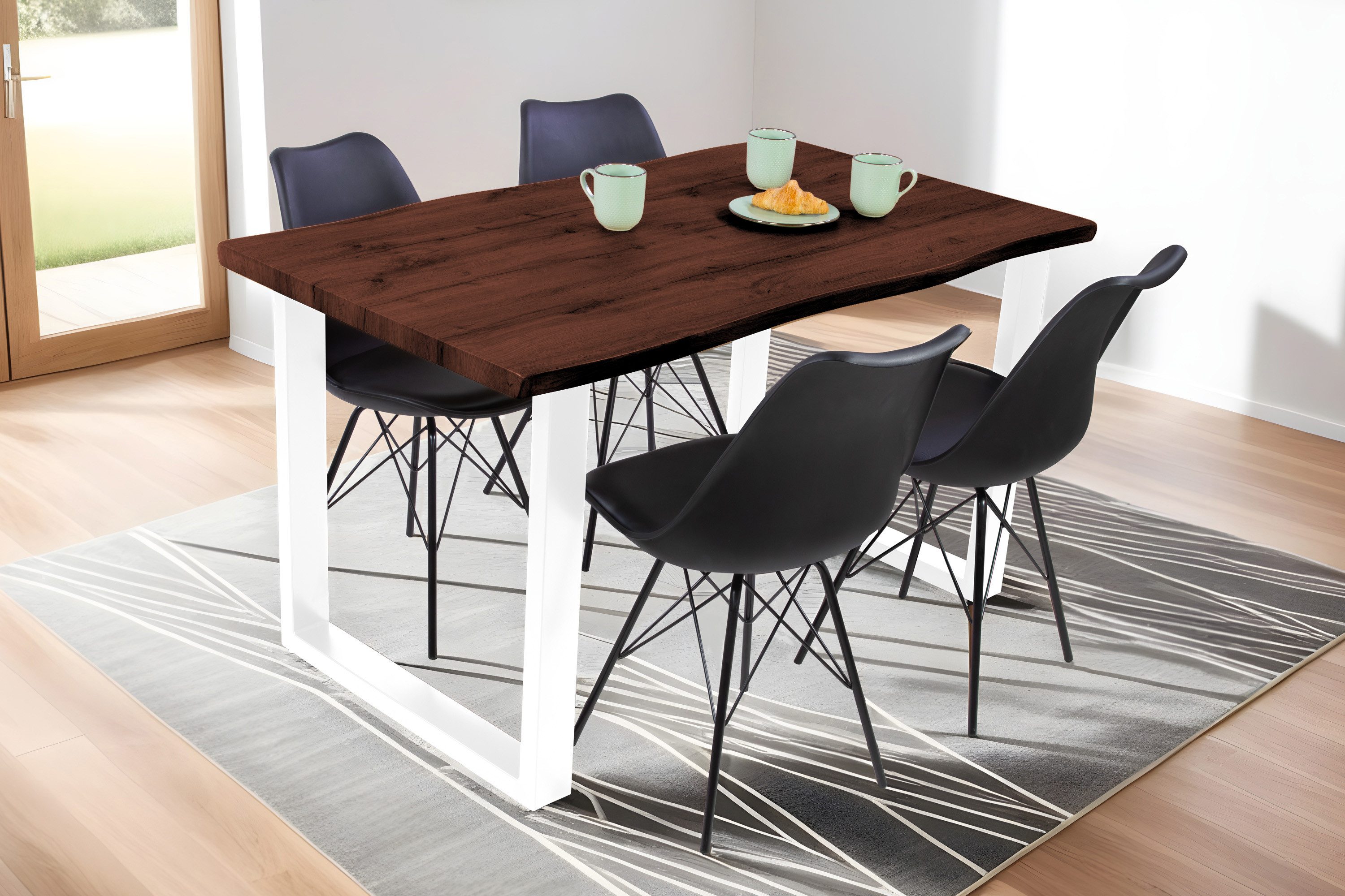 Loreno® Esstisch Josy, Nussbaumholz, Baumkante, MDF-Platte, günstig online kaufen