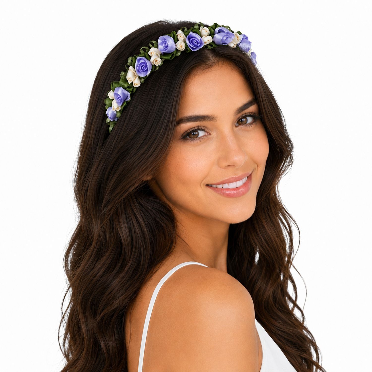 Trachtenland Haarreif Blumen Haarschmuck "Rosalie" mit Rosenblüten - Flieder