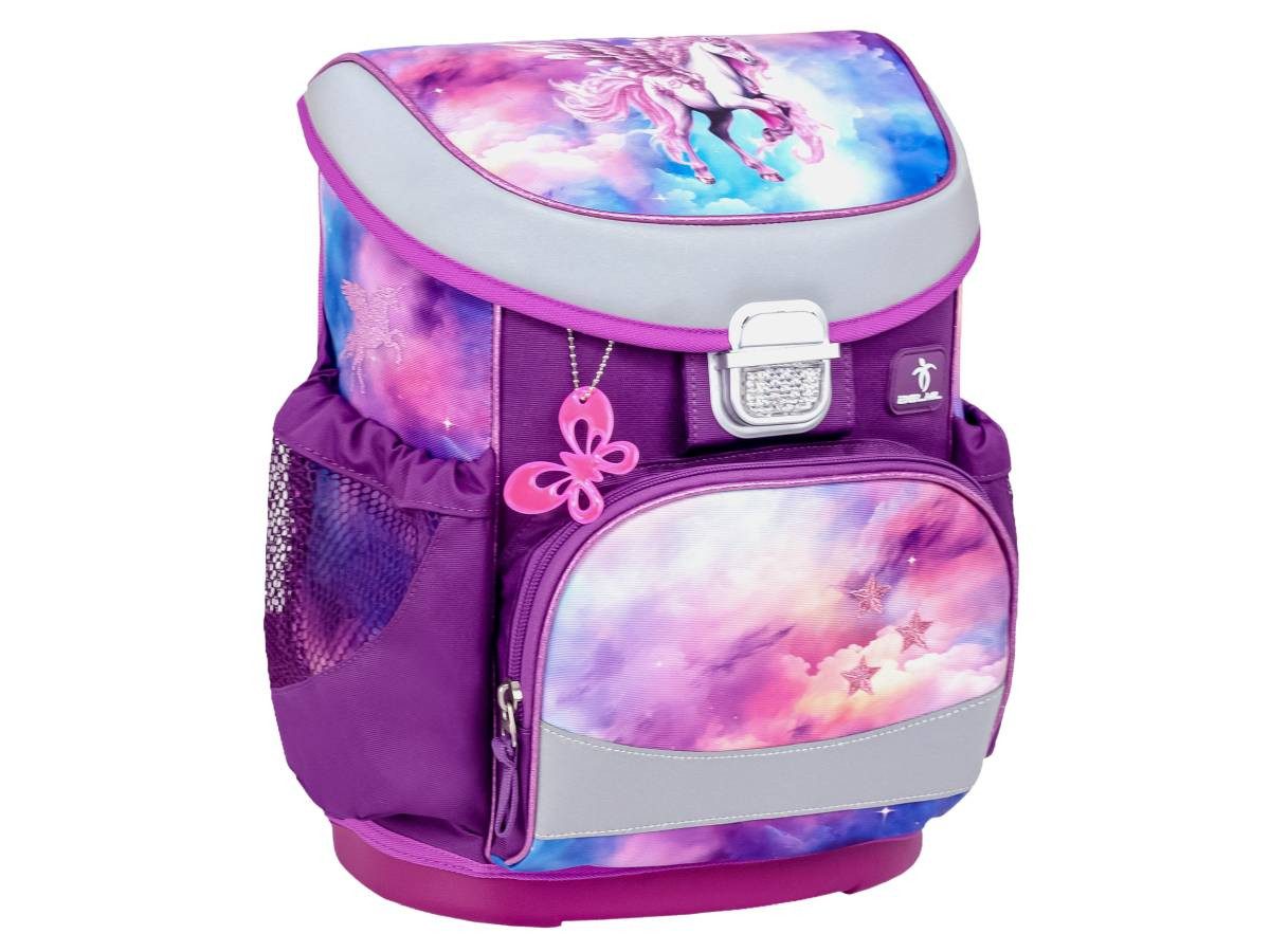 Belmil Schulranzen Mini-Fit 2026 (Set, 4-tlg., mit Sportbeutel, Federtasche, Schlamper, Brustgurt), Pegasus, Grundschule, Einschulung, für Mädchen