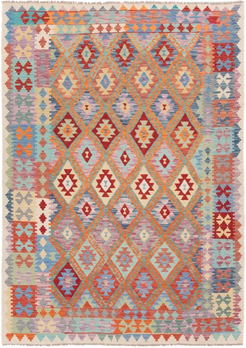 Orientteppich Kelim Afghan 206x285 Handgewebter Orientteppich, Nain Trading, rechteckig, Höhe: 3 mm