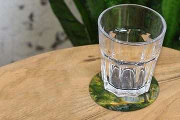 MuchoWow Glasuntersetzer Wald - Ölgemälde - Sommer, Zubehör für Gläser, 6-tlg., Getränkeuntersetzer, Tassenuntersetzer, Korkuntersetzer, Tasse, Becher