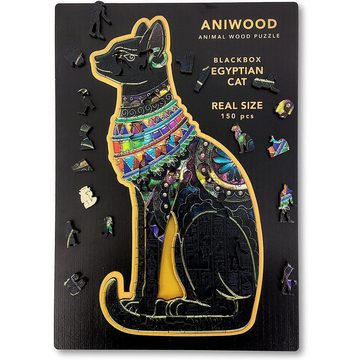 ANIWOOD Konturenpuzzle ANIWOOD,Ägyptische Katze,Holz,mehrfarbig, 150 Puzzleteile, Größe M (15,0 x 28,1 x 0,5 cm)