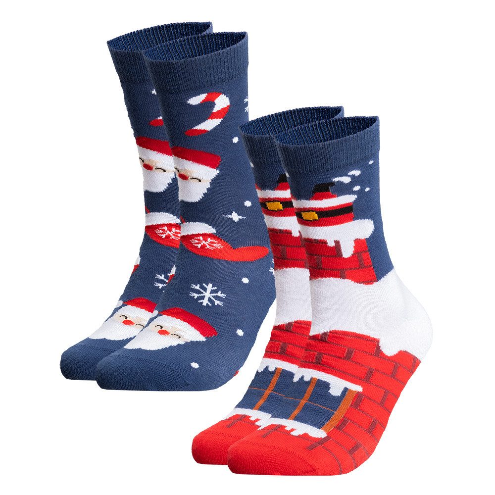 OCCULTO Basicsocken Damen & Herren Weihnachts Socken 2er Pack (Modell: Santa) (2-Paar)