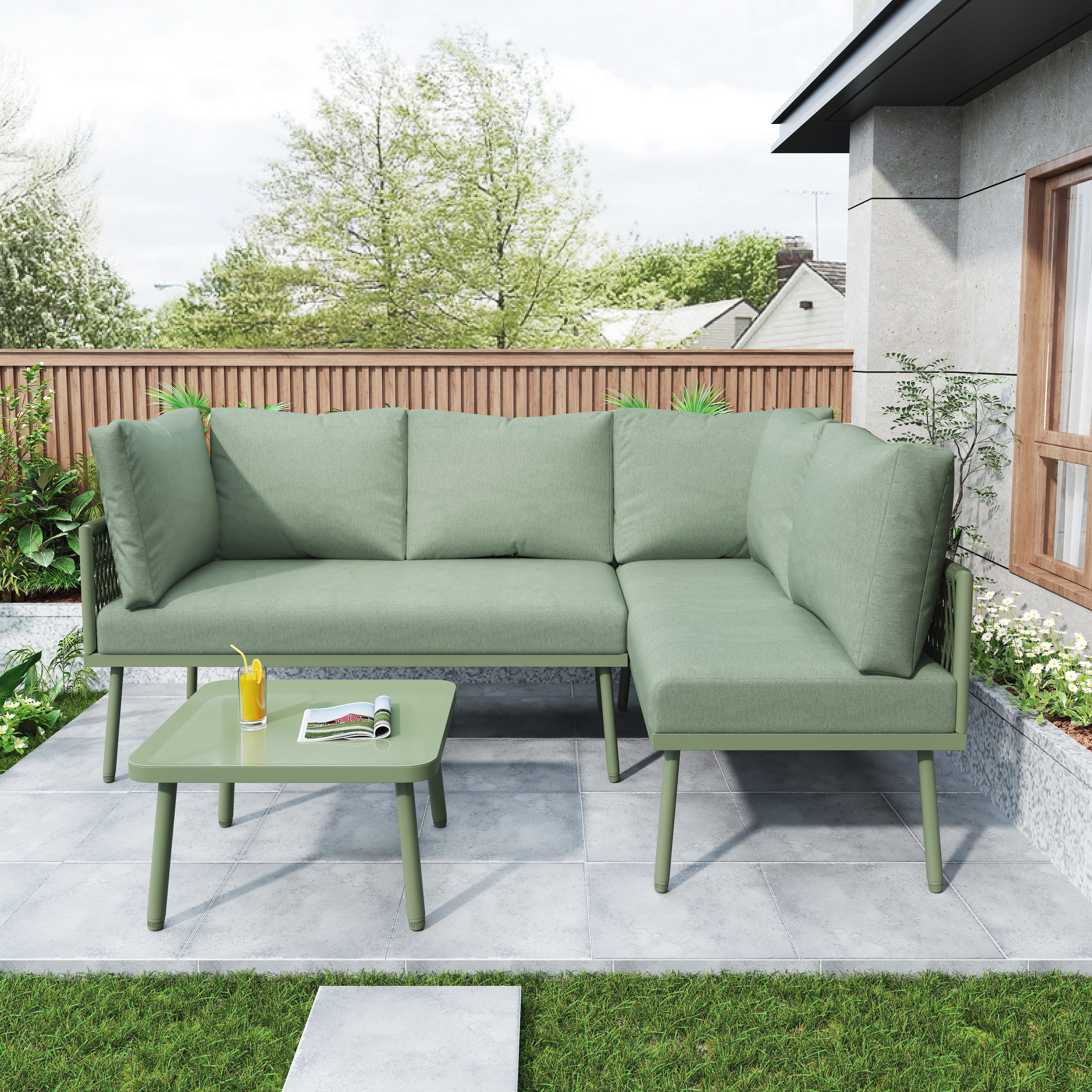 BlingBin Gartenlounge-Set Gartenmöbel Set, L-förmiges Terrassenmöbel, günstig online kaufen