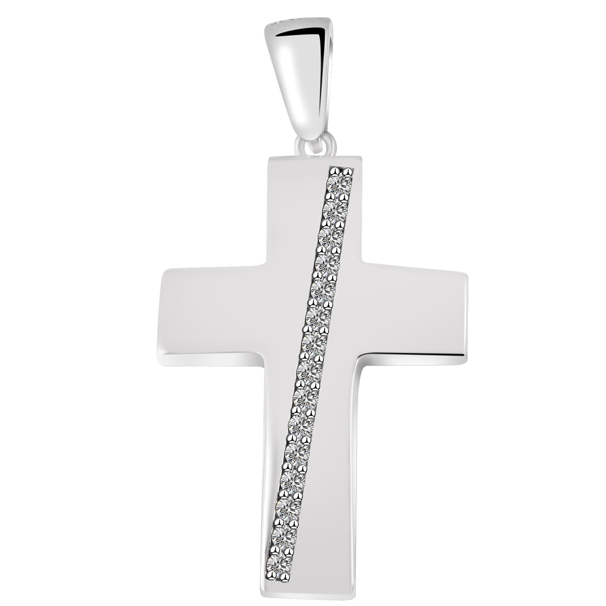 Adelia´s Kettenanhänger Anhänger mit aus gefertigt Silber aus 925 Kreuz Liebe 925 Zirkonia, Mit Silber