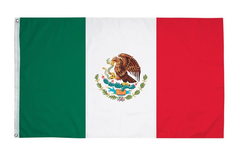 PHENO FLAGS Flagge Mexiko Mexico Flagge 90 x 150 cm Mexikanische Fahne (Hissflagge für Fahnenmast), Inkl. 2 Messing Ösen