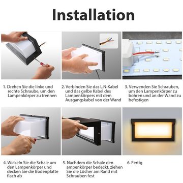 Bettizia Wandleuchte 18W LED Wandlampe Schlafzimmer IP65 Effektleuchte Außen Sensor Flur, LED fest integriert, Warmweiß, LED Wandleuchte