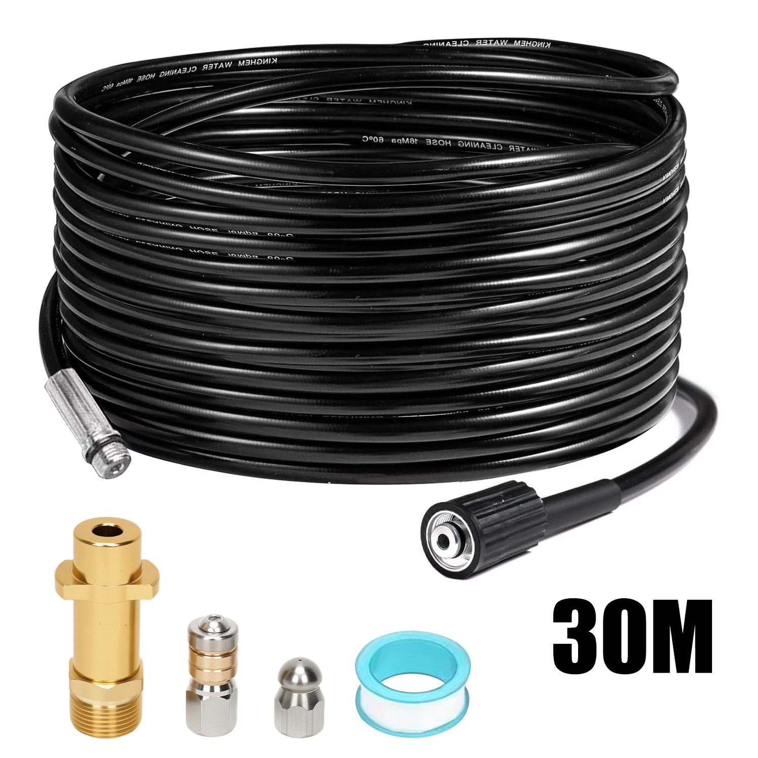 OSTWOLKE Hochdruckschlauch Rohrreinigungsschlauch M22 Abflussreiniger Kanalratte, 15M/20M/30M