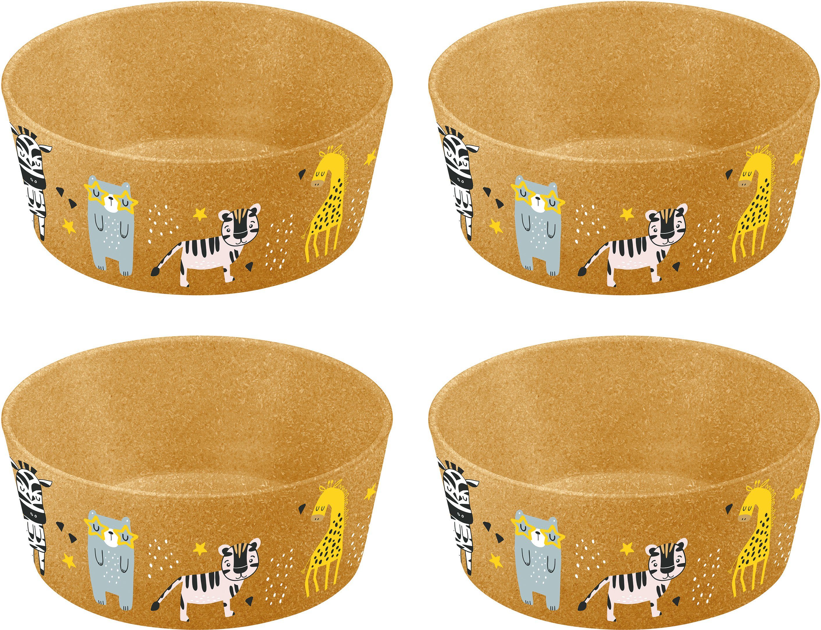 KOZIOL Kinderschale CONNECT BOWL ZOO, Kunststoff, (Set, 4-tlg), 100% recycelbar, 100% made in Germany CO² neutral produziert, 400 ml