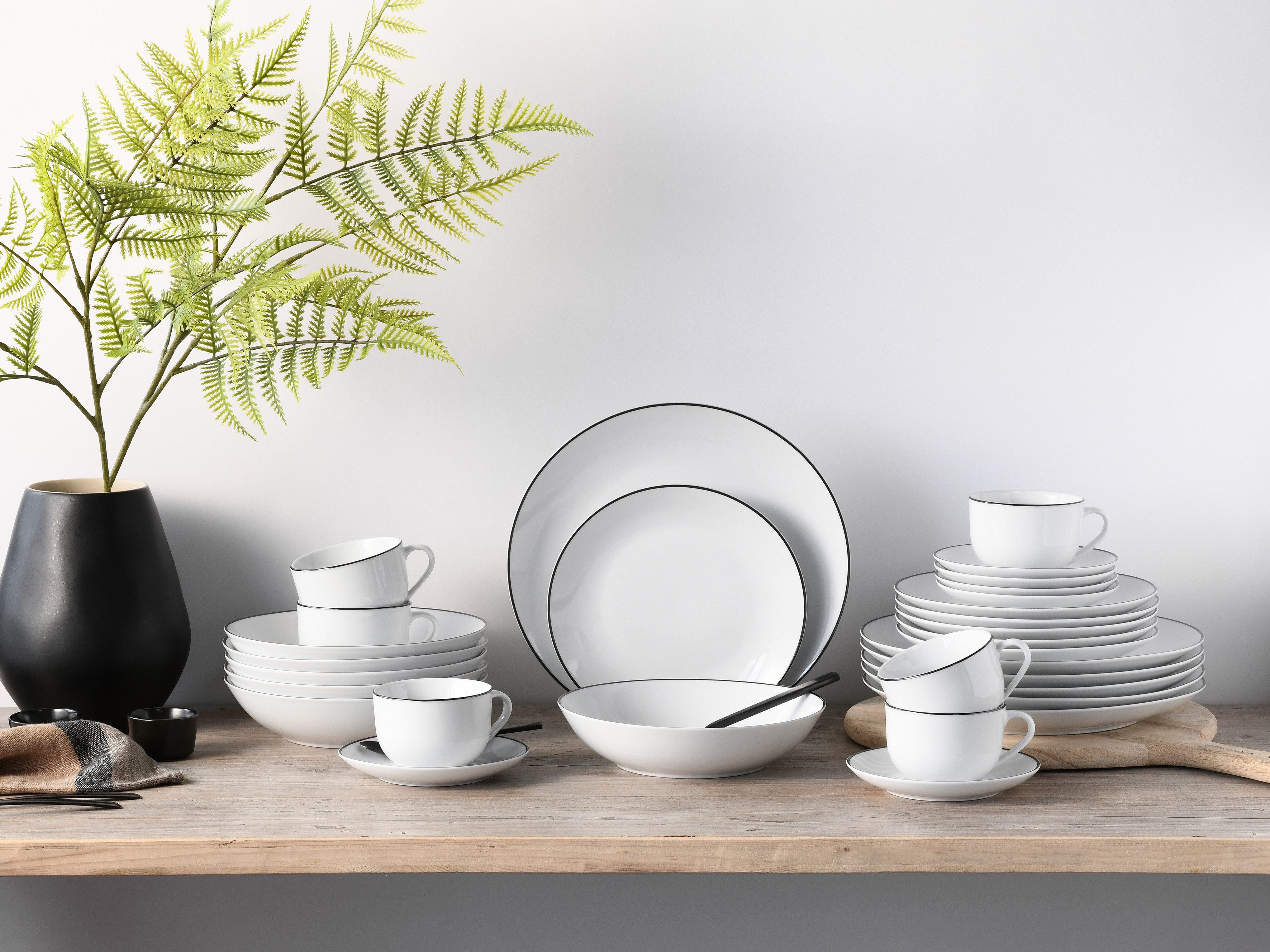 OTTO home Geschirr-Set Mareen (30-tlg), 6 Personen, Porzellan, Moderne Optik, Zeitloses Design, Trendige Form