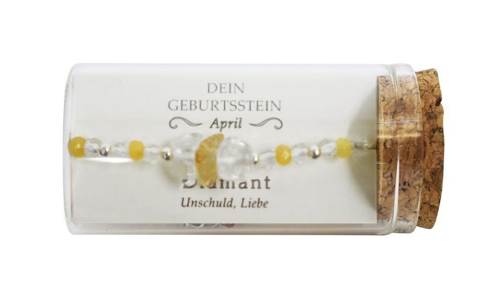 Jojo Armband "April" Geburtsstein Armband im Gläschen