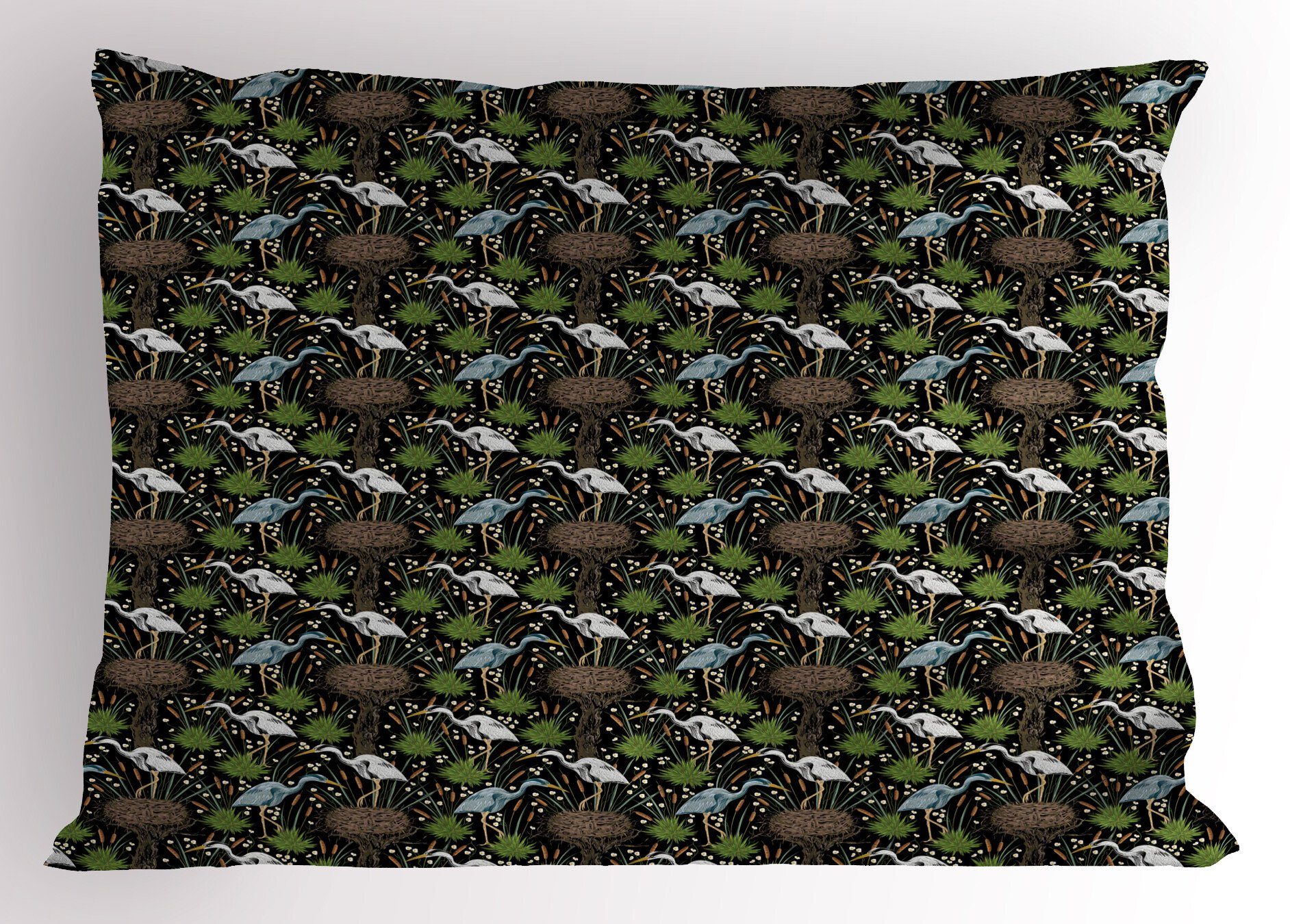 Size Abakuhaus Kissenbezüge Queen (1 Tierwelt Dekorativer Kopfkissenbezug, Reiher-Vogel-Sumpfpflanzen Stück), Gedruckter
