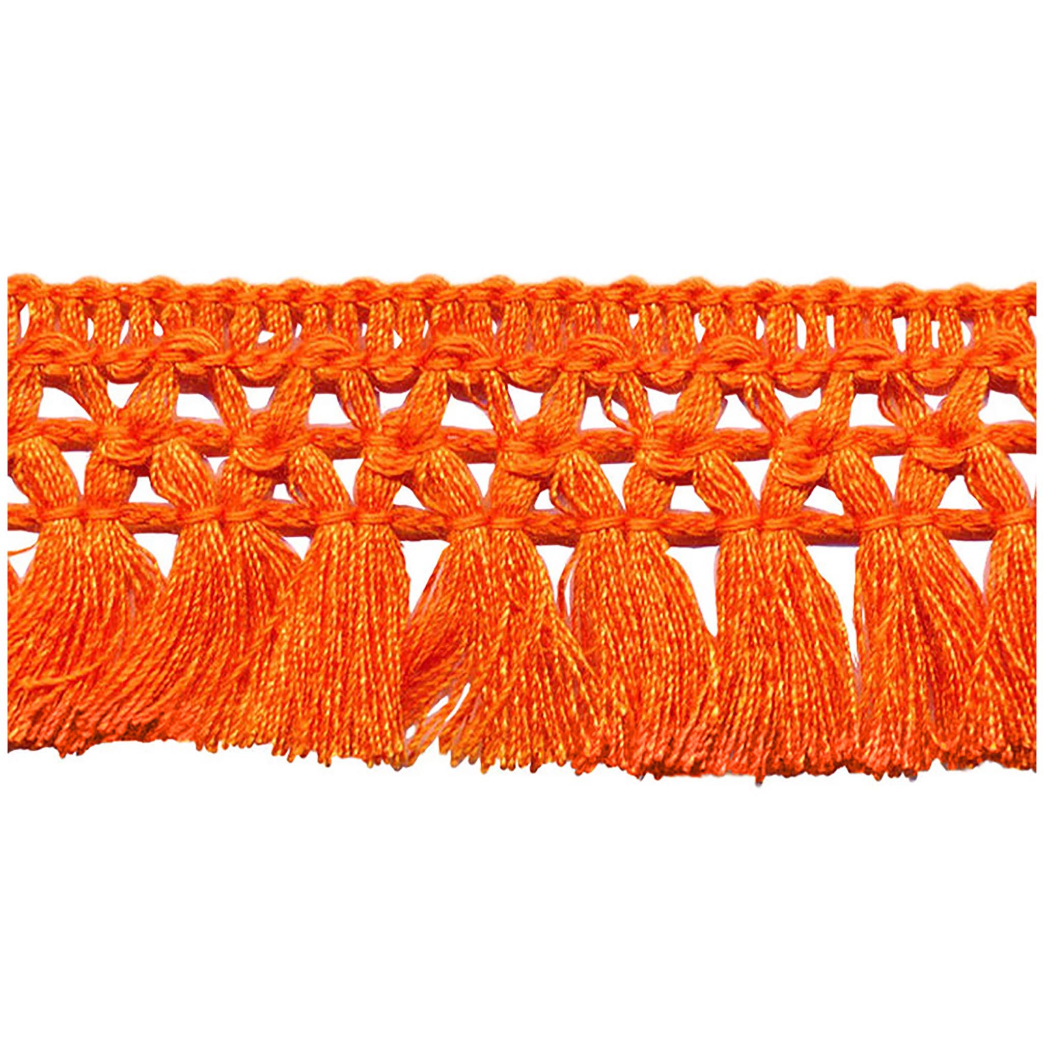 maDDma Webband 1m Fransenborte 32mm Meterware Quastenborte Zierborte Borte Farbwahl, orange