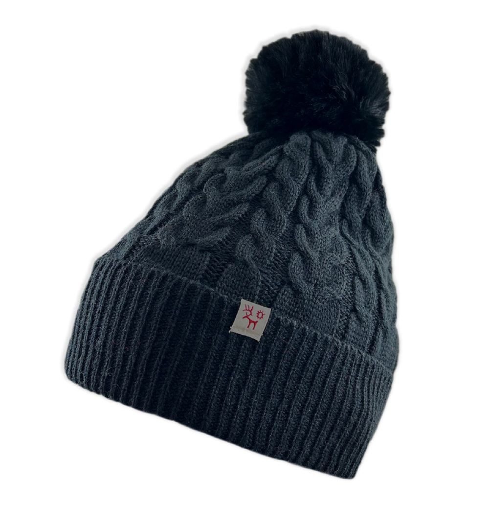 Börjesson Handskar Strickmütze Gestrickte Mütze mit Kunstfellbommel – skandinavisches Design Schlicht, praktisch und stilvoll