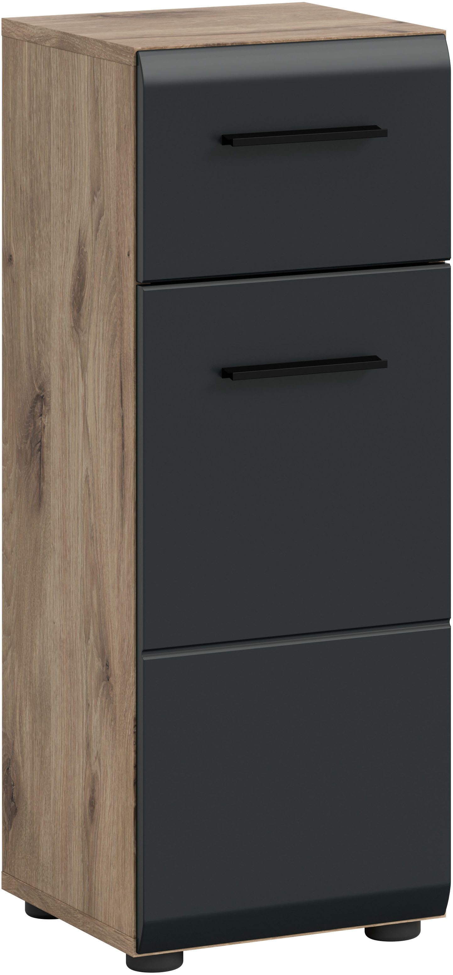 welltime Unterschrank FLORENZ, Höhe 80 cm, 1 Tür, 1 Schubkasten (1-St., TOPSELLER) Türanschlag wechselbar, hochwertige MDF Front, Badschrank, Bad
