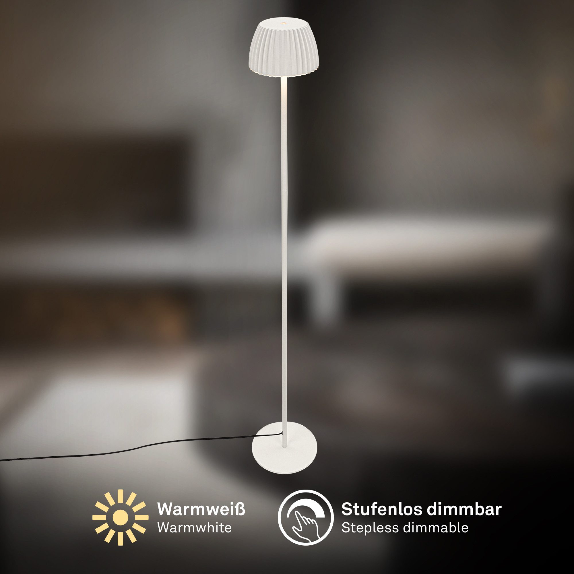 Briloner Leuchten LED Stehlampe Stehleuchte geriffelt Lichtkante Leseleuchte Wohnzimmer Schlafzimmer, LED fest integriert