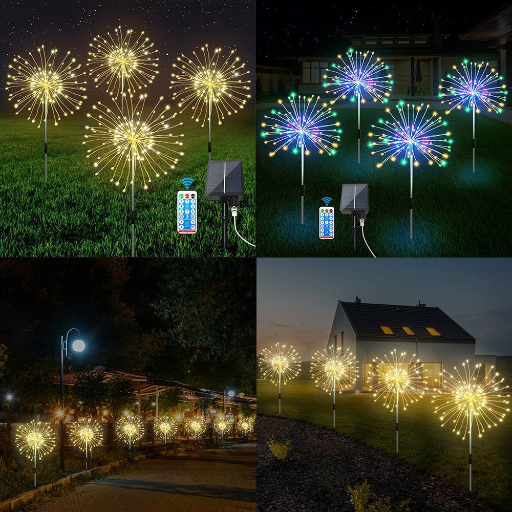 MUPOO LED Solarleuchte 4 Pack LED Dekolicht, 120 LED Feuerwerk, Dimmbarer T günstig online kaufen