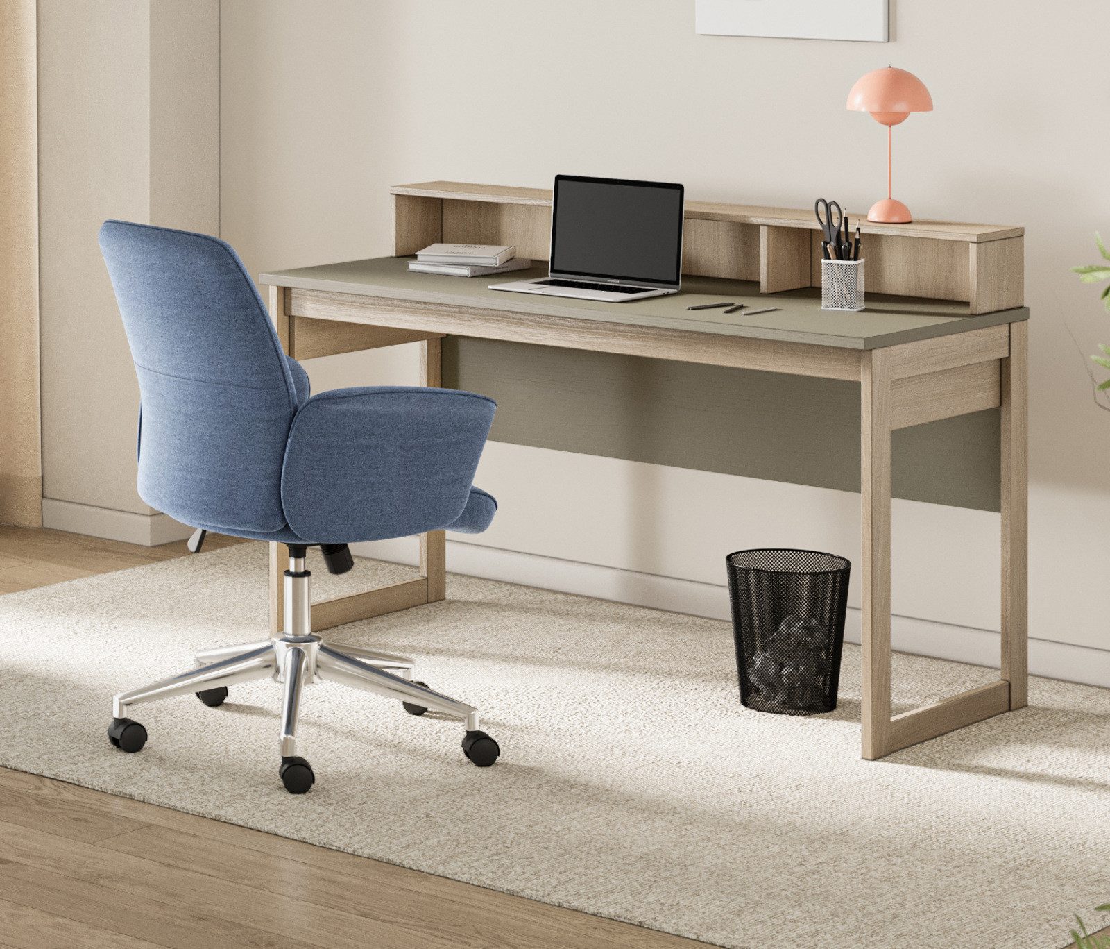 Furn.Design Schreibtisch Finnes (Laptop Tisch in Salbei und Eiche Natur, 120 x 60 cm), Scandi-Design